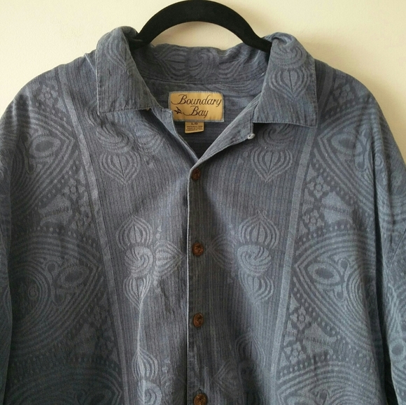 Boundary Bay 100% Silk Oversized Button Up Short Sleeve Shirt - Picture 5 of 14